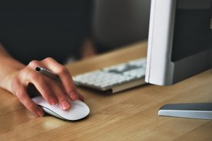 woman using computer