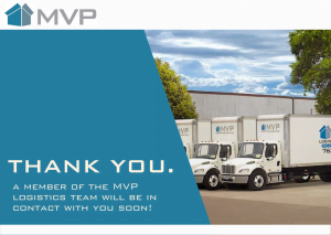Thank you page for signing up for MVP Logistics newsletter