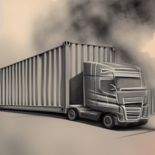 An image of a semi-truck hauling a shipping container