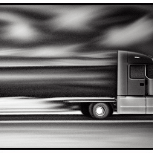 An Blurred Image of a Semi Truck Moving Very Fast