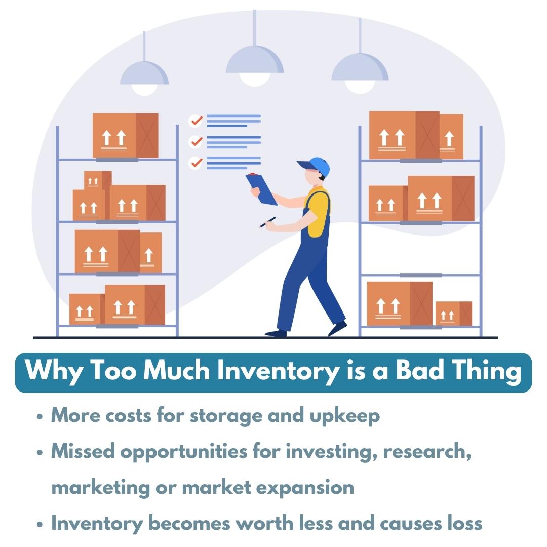 Overstocked warehouse visualizing the negative effects of excessive inventory on business profitability and efficiency